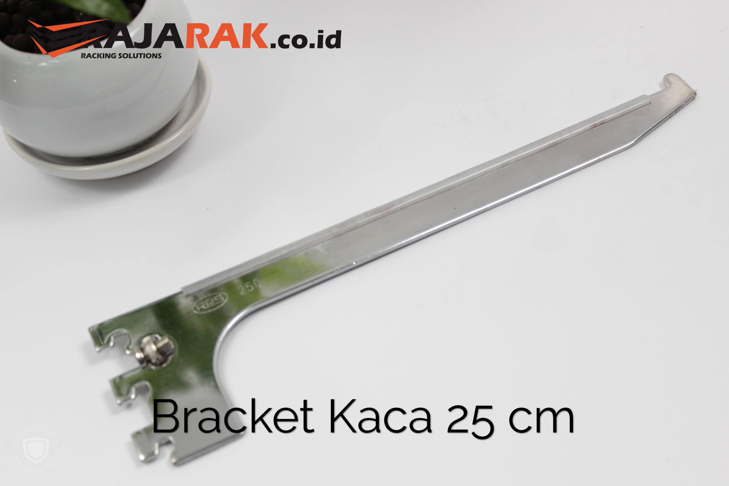 Daun Bracket Kaca  25 cm Tebal  3 mm Warna Chrome