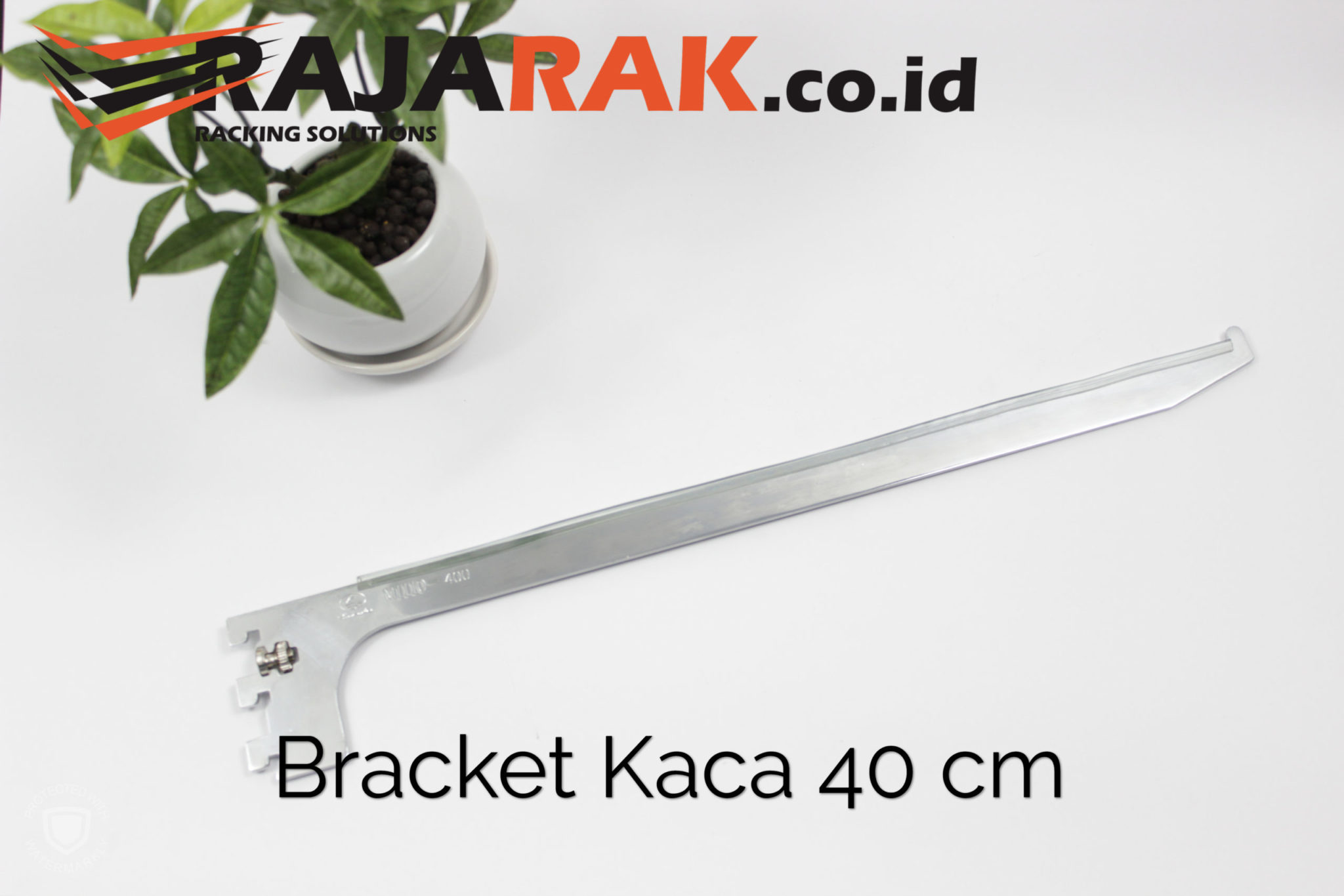 Daun Bracket Kaca  40 cm Tebal  3 mm  Warna Chrome