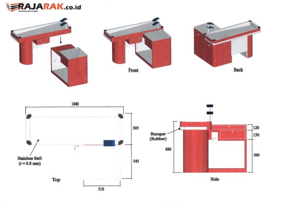 MEJA KASIR MINIMARKET SUPERMARKET TOKO MODERN TIPE MK-01BM | RAJA RAK SUPERMARKET