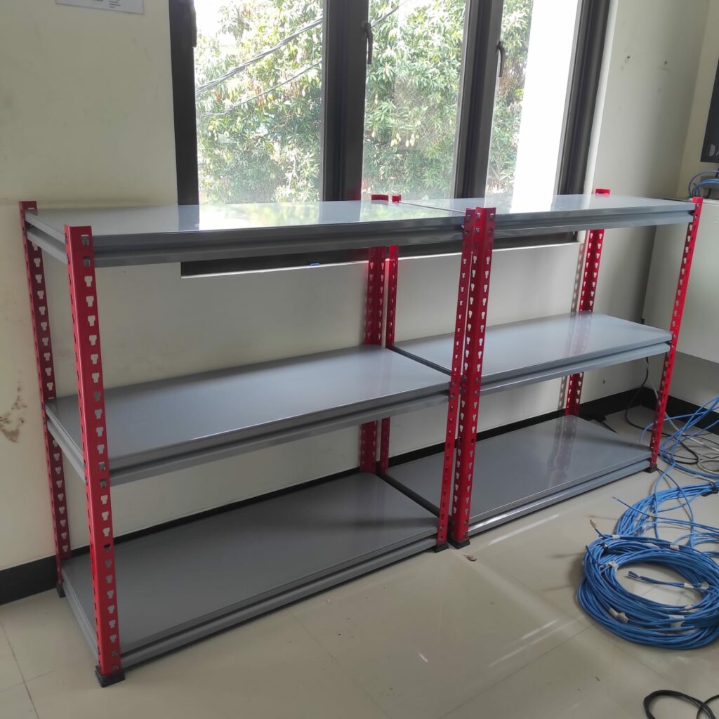 RAK BESI SIKU LUBANG GUDANG SLOTTED ANGLE TIPE STALLUM 100 | KAPASITAS 80 KG/ LEVEL, TINGGI 1500 CM S/D 2400 CM | WARNA CUSTOM | RAJA RAK SUPERMARKET