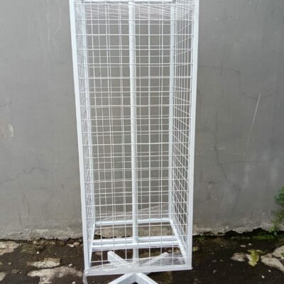 RAK PUTAR DISPLAY AKSESORIS / MERCHANDISE 4 SISI BESAR, WARNA PUTIH, UKURAN 50x50x130 CM