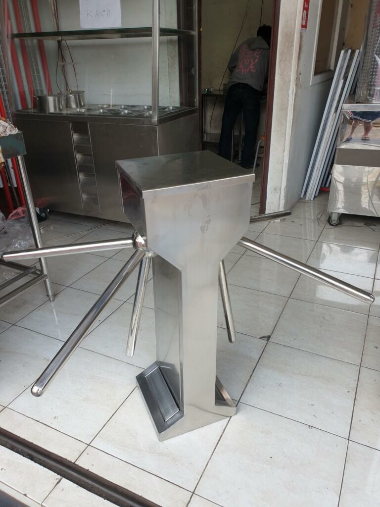 PINTU PUTAR STAINLESS BOX DOUBLE DUA ARAH | TRIPOD TURNSTILE TTS-DOUBLE | TANPA COUNTER (ALAT HITUNG) & TANPA COUNTER