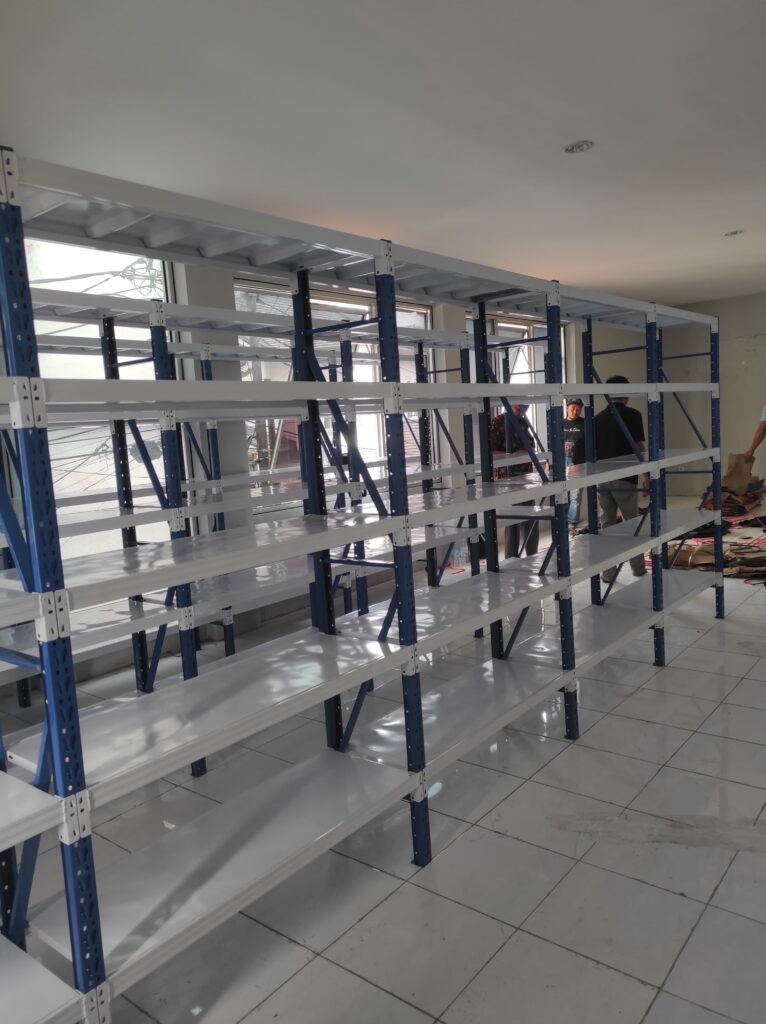 RAK TIPE JF70 – RAK BESI SUSUN GUDANG ARSIP DOKUMEN KANTOR, KAPASITAS 70 KG / LEVEL, UKURAN 120x40x200 CM, 5 SUSUN