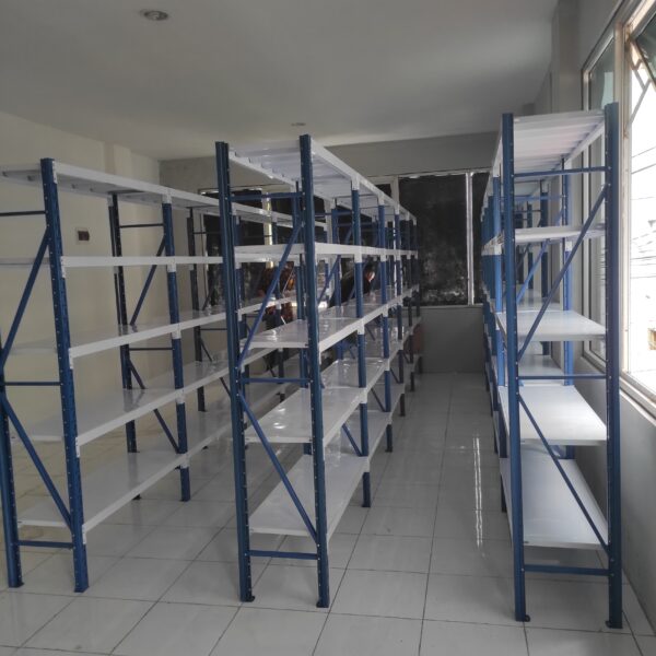 RAK TIPE JF70 – RAK BESI SUSUN GUDANG ARSIP DOKUMEN KANTOR, KAPASITAS 70 KG / LEVEL, UKURAN 120x40x200 CM, 5 SUSUN