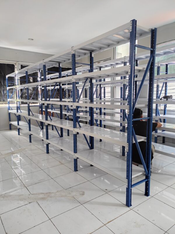 RAK TIPE JF70 – RAK BESI SUSUN GUDANG ARSIP DOKUMEN KANTOR, KAPASITAS 70 KG / LEVEL, UKURAN 120x40x200 CM, 5 SUSUN