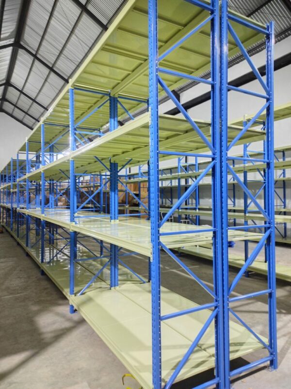 RAK BESI GUDANG MEDIUM DUTY SUSUN SERBAGUNA TIPE RR‑500 KAPASITAS 500KG/LEVEL SHELVING X 4 SHELVING ATAU 2 TON/UNIT | UKURAN PxL (200x60 CM) x Tinggi (200,250,300 CM) | RAJA RAK SUPERMARKET | KIRIM KE SELURUH INDONESIA