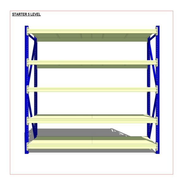 RAK BESI GUDANG MEDIUM DUTY SUSUN SERBAGUNA TIPE RR‑500 KAPASITAS 500KG/LEVEL SHELVING X 4 SHELVING ATAU 2 TON/UNIT | UKURAN PxL (200x60 CM) x Tinggi (200,250,300 CM) | RAJA RAK SUPERMARKET | KIRIM KE SELURUH INDONESIA