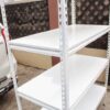 RAK BESI SIKU LUBANG BOLTLESS SLOTTED ANGLE TIPE GTM-100 UKURAN 118x55x240 CM, 5 SUSUN SHELVING, WARNA PUTIH | RAJA RAK SUPERMARKET