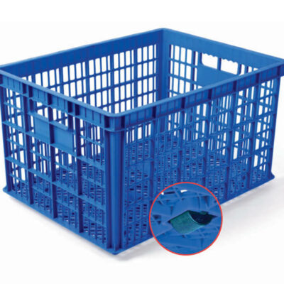 CONTAINER BOX INDUSTRI BESAR BERLUBANG RODA HANATA 3001 VOLUME 200 LITER UKURAN 80 x 60 x 45 CM | RAJA RAK SUPERMARKET