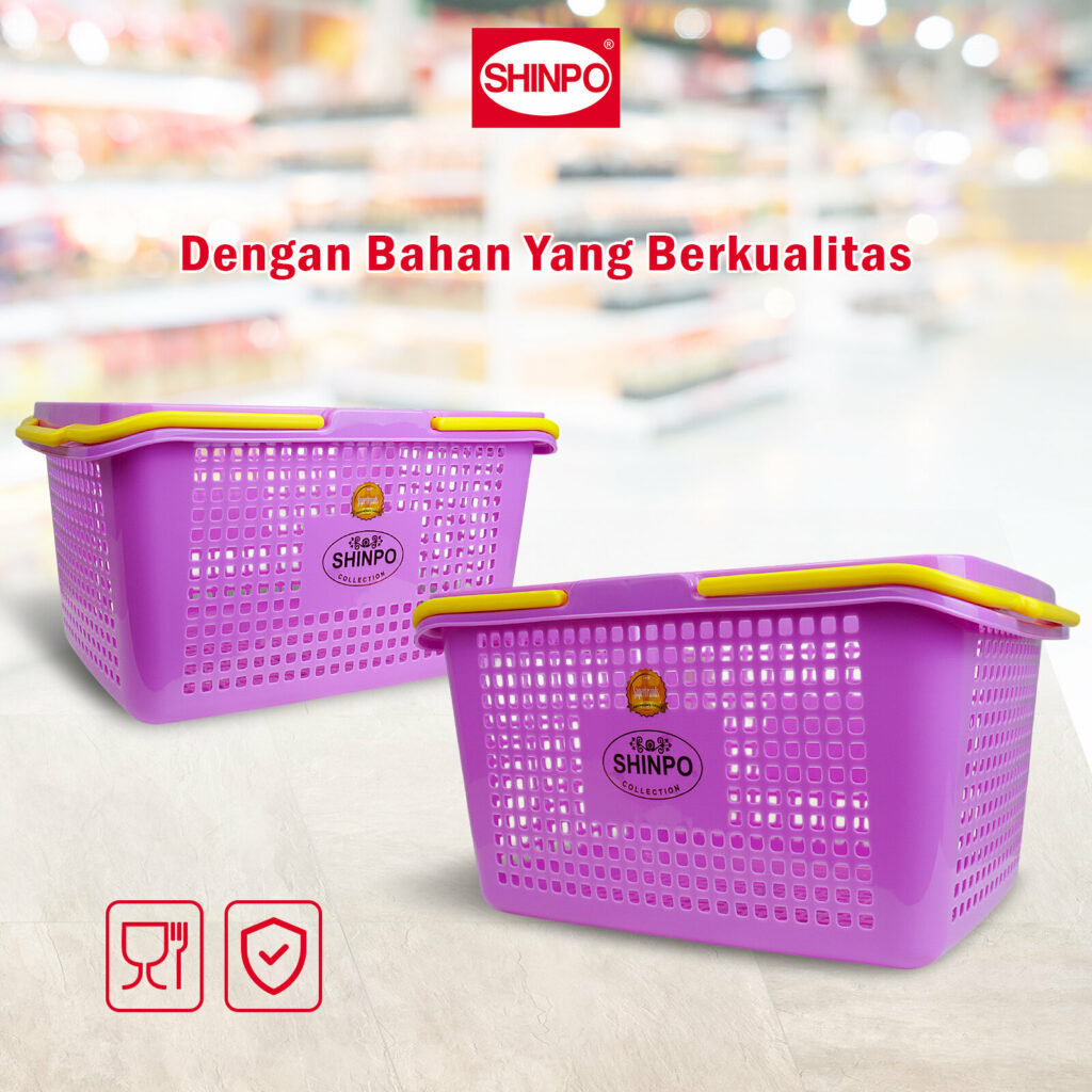 KERANJANG BELANJA PLASTIK MINIMARKET SHINPO TOUCAN – SIP 339, ADA 3 PILIHAN WARNA: Keranjang Belanja Kuat, Nyaman Digunakan, dan Tahan Lama untuk Minimarket & Supermarket