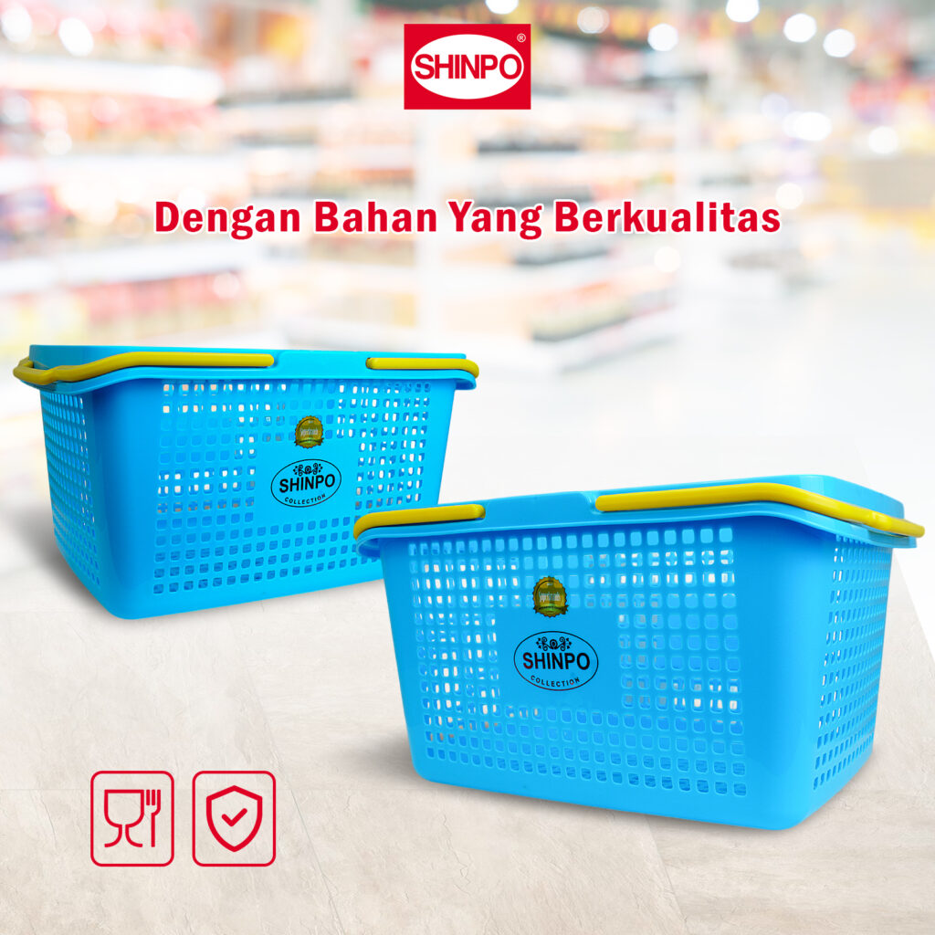 KERANJANG BELANJA PLASTIK MINIMARKET SHINPO TOUCAN – SIP 339, ADA 3 PILIHAN WARNA: Keranjang Belanja Kuat, Nyaman Digunakan, dan Tahan Lama untuk Minimarket & Supermarket