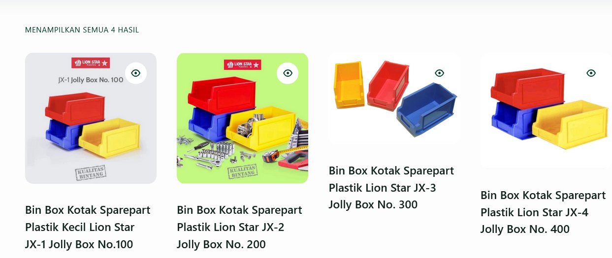 BIN BOX SPARE PART PLASTIK LION STAR JOLLY BOX TIPE JX No.100, 200, 300, 400